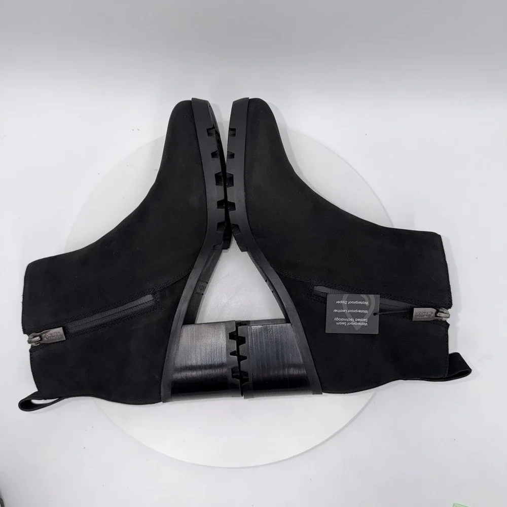 Vionic Women's Sz 8.5 Wilma Black Ankle Bootie Waterproof Nubuck‎ Leather